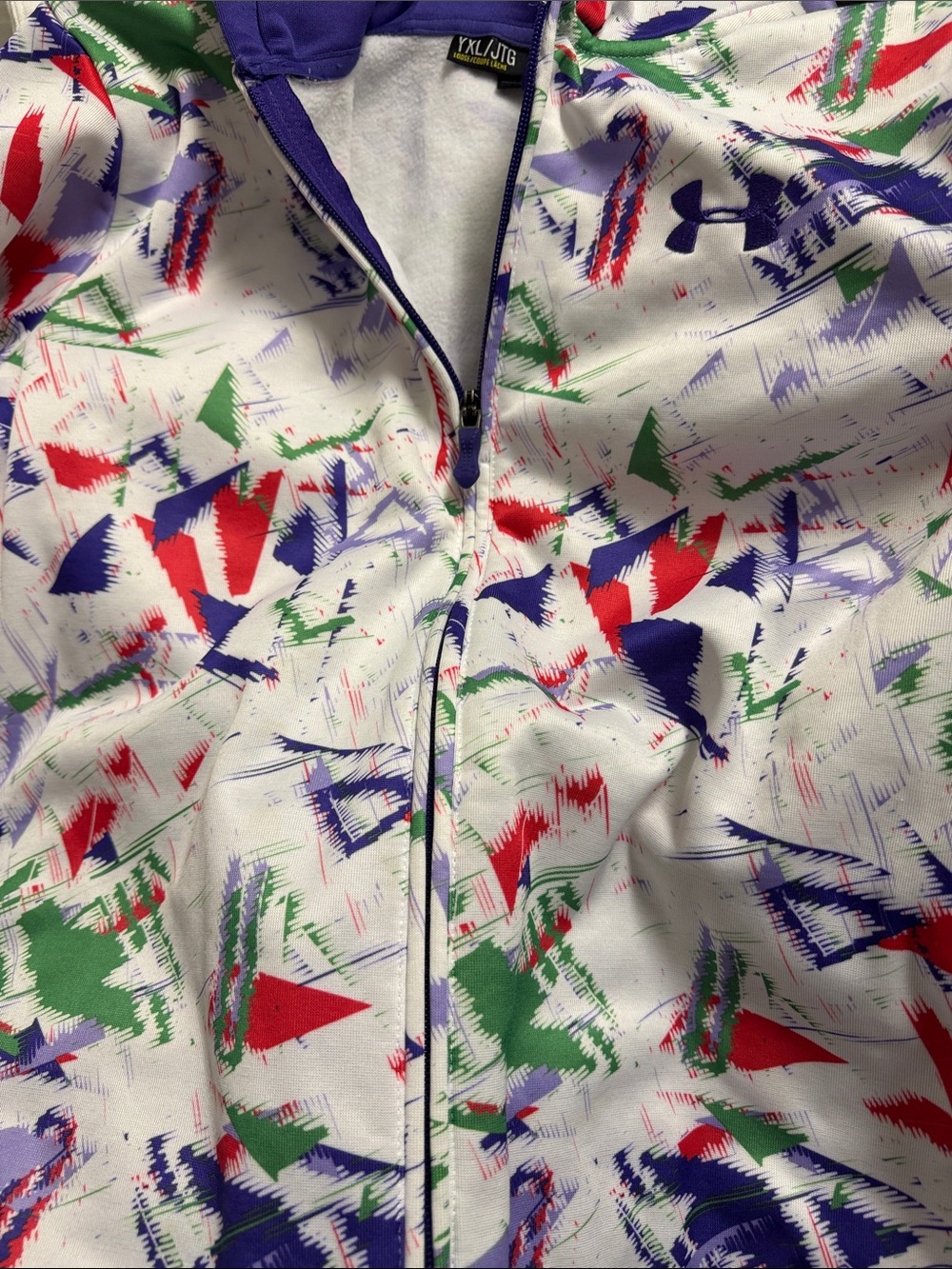 Under Armour White Multicolor Abstract Print Zip Hoodie